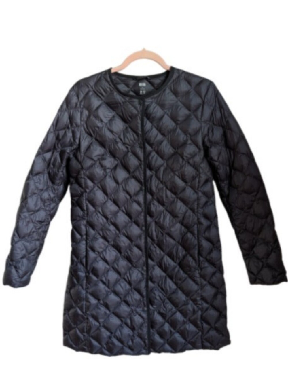 UNIQLO Black Lightweight Contemporary Casual Quilted Black Down Coat Size Medium